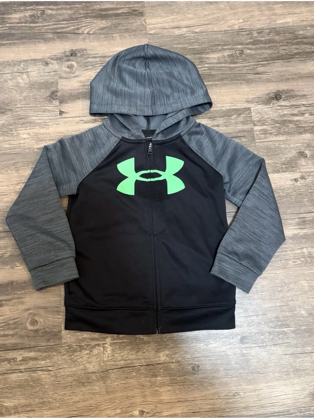 Under Armour Kids Black & Gray Hoodie with Neon Green Logo